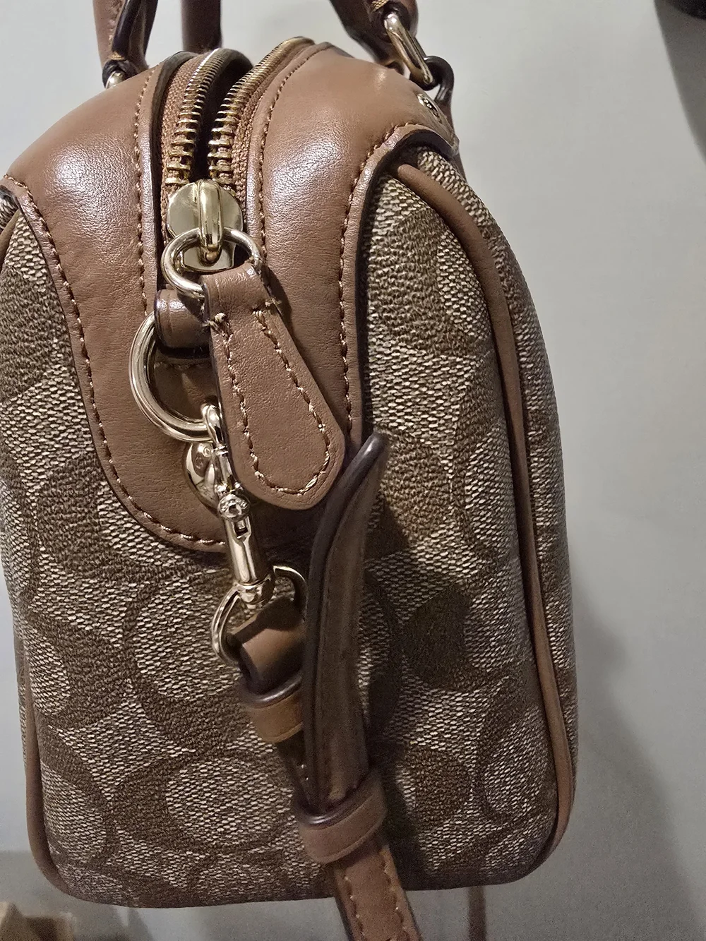 Coach Signature Canvas Satchel in Khaki and Tan